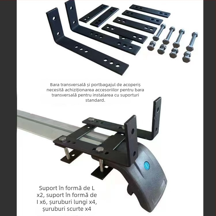 Set de accesorii pentru cortul auto: bare transversale, părți pentru prelata laterală, țevi de susținere din aluminiu și profile pentru camping