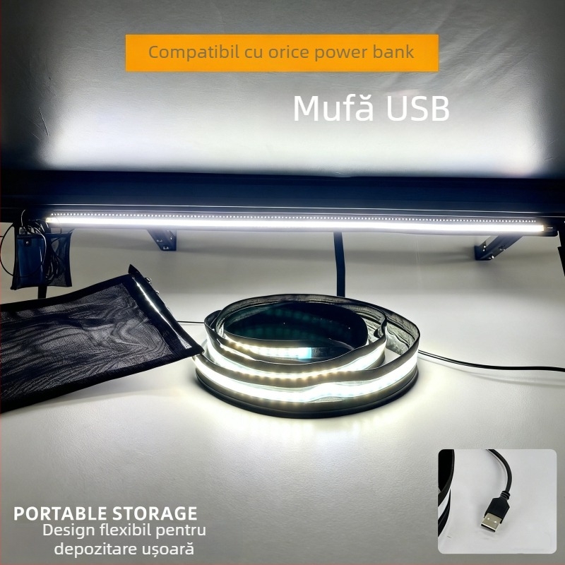 Set de accesorii pentru cortul auto: bare transversale, părți pentru prelata laterală, țevi de susținere din aluminiu și profile pentru camping