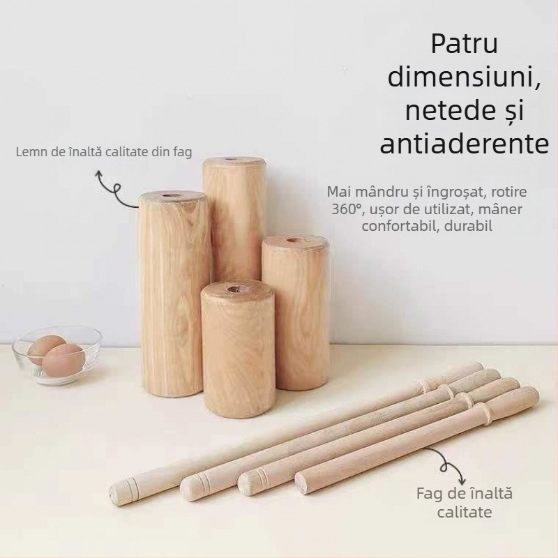 Rulou de aluat din lemn solid pentru uz casnic, rulă pentru paste și presă pentru foi de găluște, stil modern minimalist