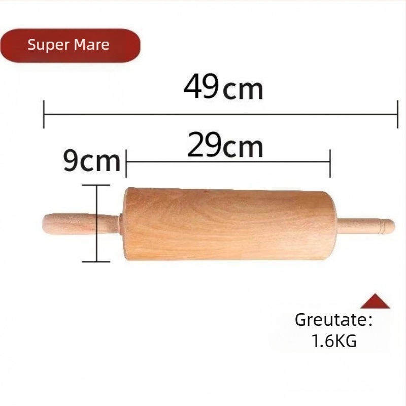 Rulou de aluat din lemn solid pentru uz casnic, rulă pentru paste și presă pentru foi de găluște, stil modern minimalist