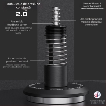 Set tamper pentru espresso — Material: oțel inoxidabil 304 și acrilic transparent de înaltă transparență; Stil: Simplitate modernă; Greutate: 260 g; Logo: poate fi imprimat