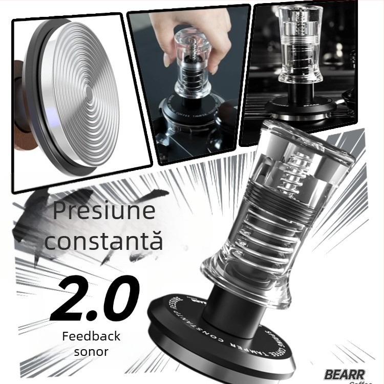 Set tamper pentru espresso — Material: oțel inoxidabil 304 și acrilic transparent de înaltă transparență; Stil: Simplitate modernă; Greutate: 260 g; Logo: poate fi imprimat
