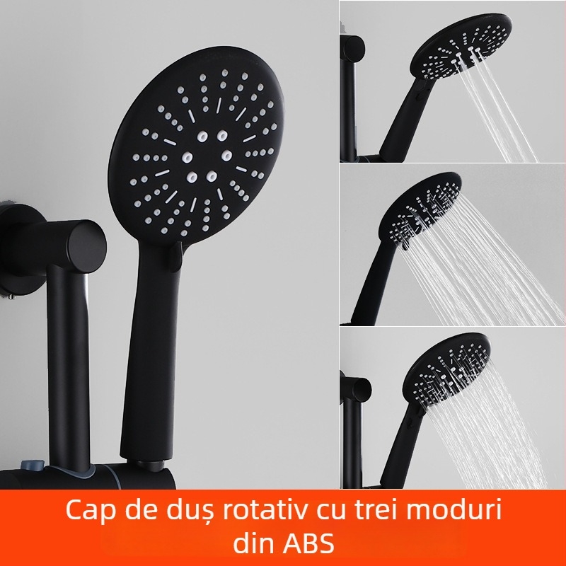 Set cap de duș cu mâner și furtun - Top-Spray ploaie, oțel inox, suport rotativ