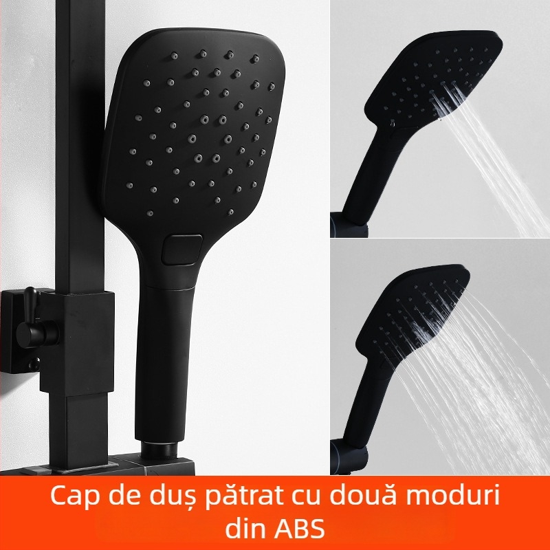 Set cap de duș cu mâner și furtun - Top-Spray ploaie, oțel inox, suport rotativ