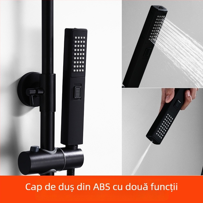 Set cap de duș cu mâner și furtun - Top-Spray ploaie, oțel inox, suport rotativ