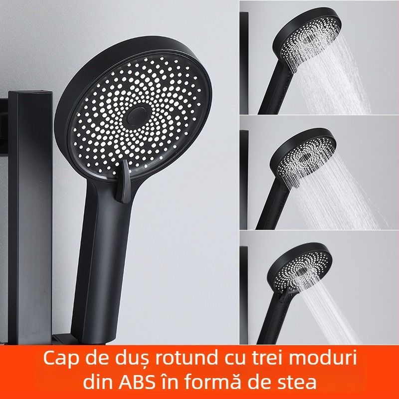 Set cap de duș cu mâner și furtun - Top-Spray ploaie, oțel inox, suport rotativ