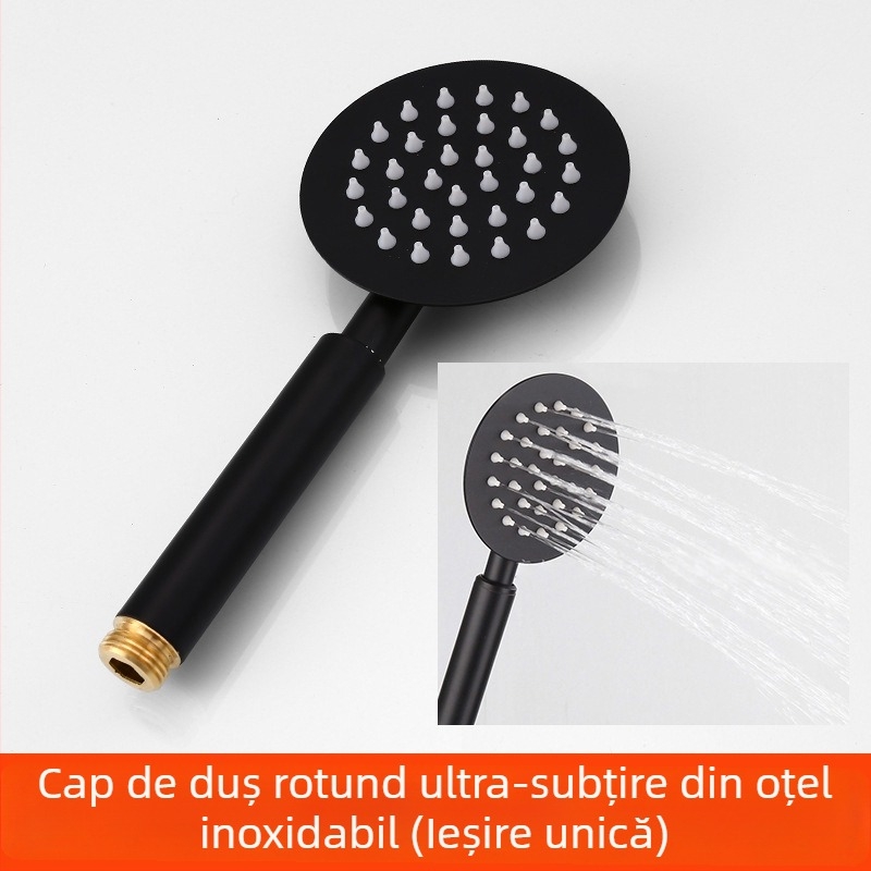 Set cap de duș cu mâner și furtun - Top-Spray ploaie, oțel inox, suport rotativ