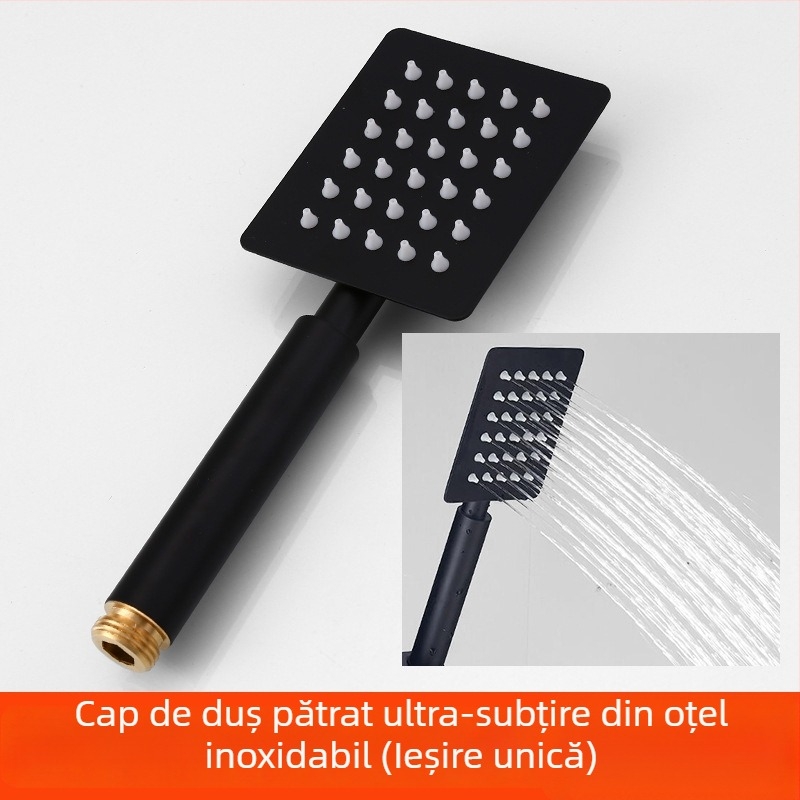 Set cap de duș cu mâner și furtun - Top-Spray ploaie, oțel inox, suport rotativ