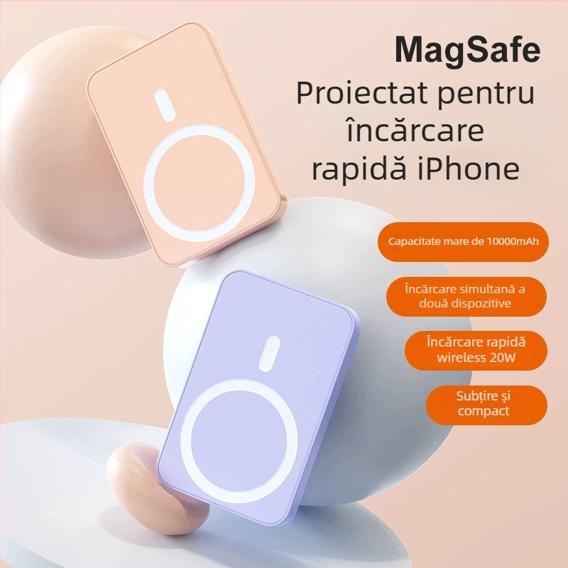Baterie externă magnetică MagSafe cu încărcare wireless, PD3.0, încărcare rapidă 20W, 10000mAh, design ultra-subțire