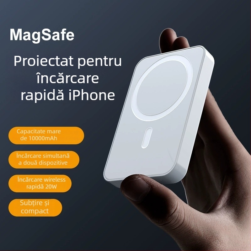 Baterie externă magnetică MagSafe cu încărcare wireless, PD3.0, încărcare rapidă 20W, 10000mAh, design ultra-subțire