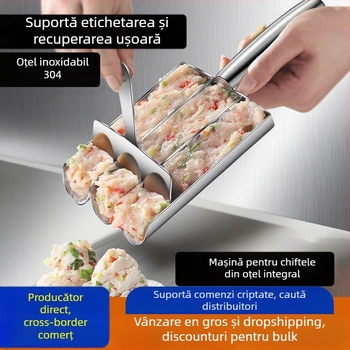 Formator de chifteluțe din oțel inoxidabil 304 — design modern minimalist, imprimare logo disponibilă, personalizabil, lansare în 2025