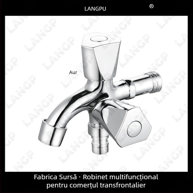 Robinet pentru mașina de spălat LP – corp din aliaj de zinc, disc ceramic pentru ventil, deschidere în spirală, construcție unitară, finisaj electroplatat, stil modern minimalist
