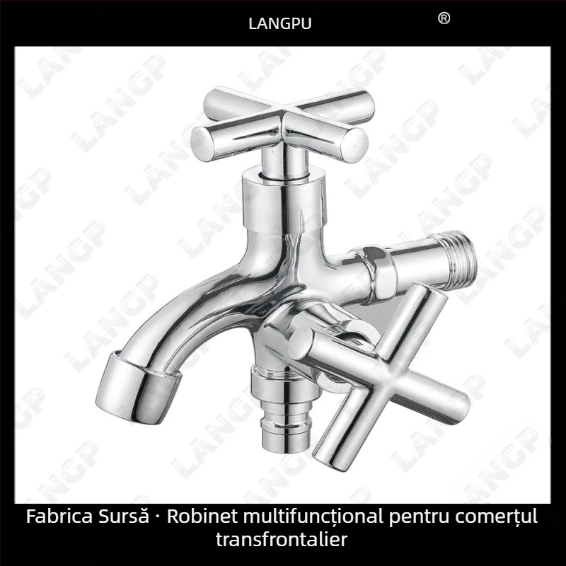 Robinet pentru mașina de spălat LP – corp din aliaj de zinc, disc ceramic pentru ventil, deschidere în spirală, construcție unitară, finisaj electroplatat, stil modern minimalist