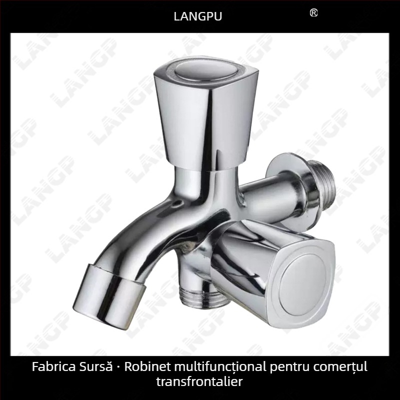 Robinet pentru mașina de spălat LP – corp din aliaj de zinc, disc ceramic pentru ventil, deschidere în spirală, construcție unitară, finisaj electroplatat, stil modern minimalist