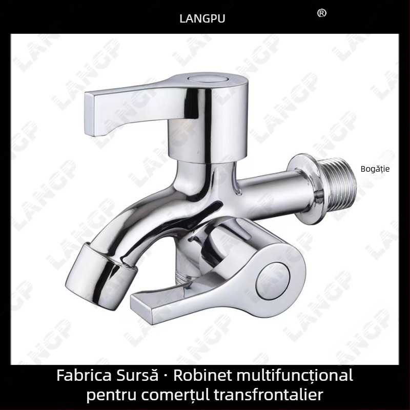 Robinet pentru mașina de spălat LP – corp din aliaj de zinc, disc ceramic pentru ventil, deschidere în spirală, construcție unitară, finisaj electroplatat, stil modern minimalist