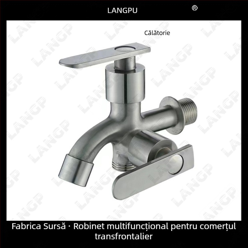 Robinet pentru mașina de spălat LP – corp din aliaj de zinc, disc ceramic pentru ventil, deschidere în spirală, construcție unitară, finisaj electroplatat, stil modern minimalist