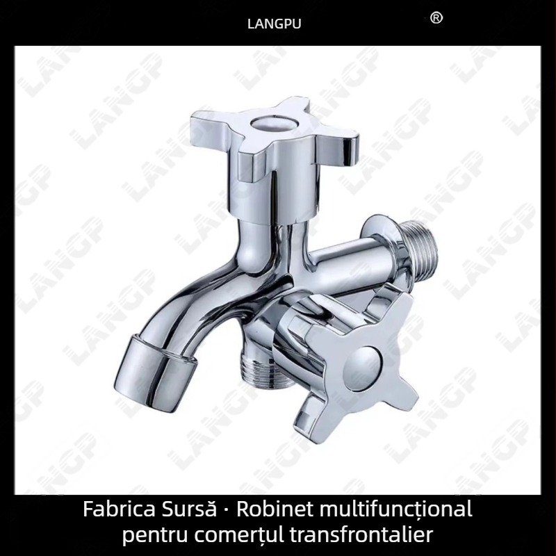 Robinet pentru mașina de spălat LP – corp din aliaj de zinc, disc ceramic pentru ventil, deschidere în spirală, construcție unitară, finisaj electroplatat, stil modern minimalist