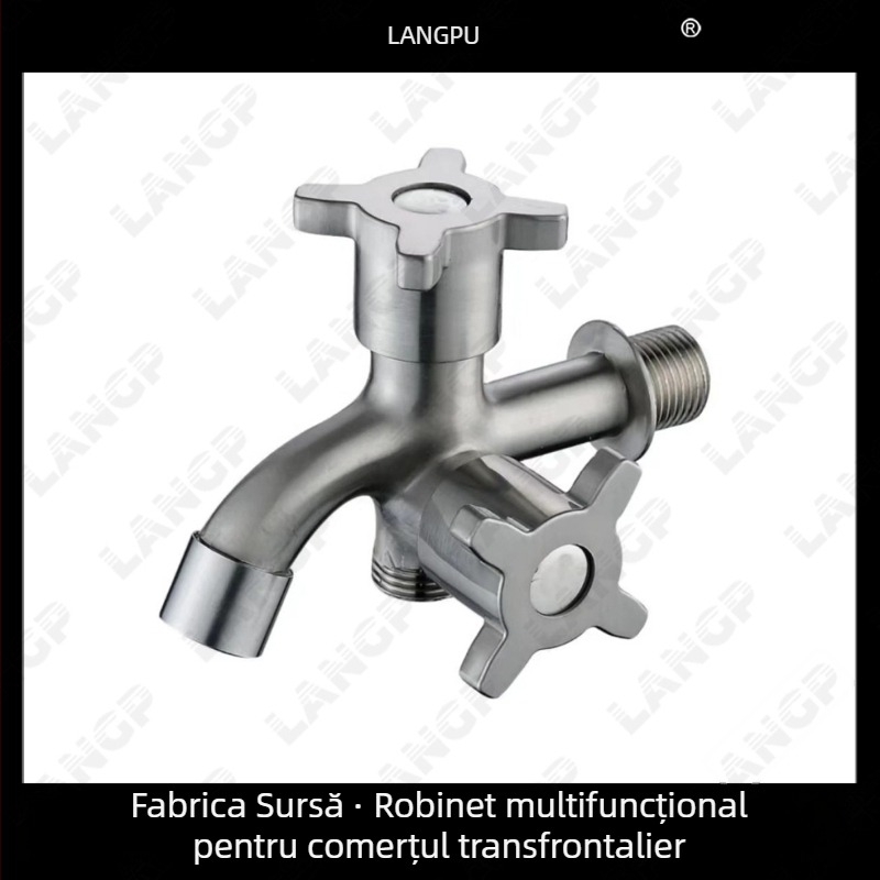 Robinet pentru mașina de spălat LP – corp din aliaj de zinc, disc ceramic pentru ventil, deschidere în spirală, construcție unitară, finisaj electroplatat, stil modern minimalist