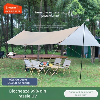 Cort de camping din vinil cu protecție UV, umbrelă de soare portabilă