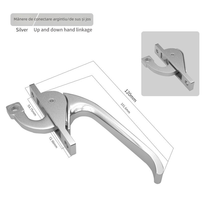 Lacăt semilunar G001, aliaj de aluminiu, pentru uși și ferestre, mecanism de cuplare, stil modern minimalist