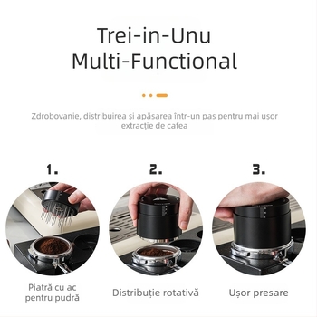 Tamper de cafea Mundens, două în unu cu presiune constantă, aliaj de aluminiu + ac din oțel inoxidabil, personalizabil, stil modern minimalist