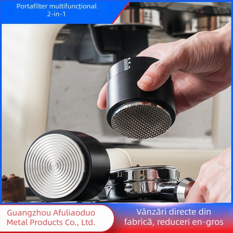 Tamper de cafea Mundens, două în unu cu presiune constantă, aliaj de aluminiu + ac din oțel inoxidabil, personalizabil, stil modern minimalist