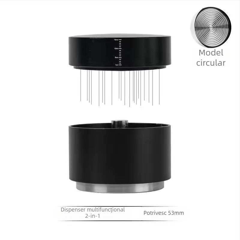 Tamper de cafea Mundens, două în unu cu presiune constantă, aliaj de aluminiu + ac din oțel inoxidabil, personalizabil, stil modern minimalist