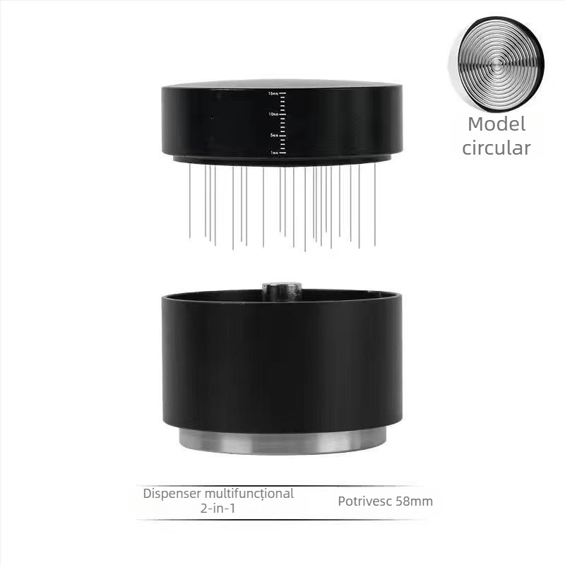 Tamper de cafea Mundens, două în unu cu presiune constantă, aliaj de aluminiu + ac din oțel inoxidabil, personalizabil, stil modern minimalist