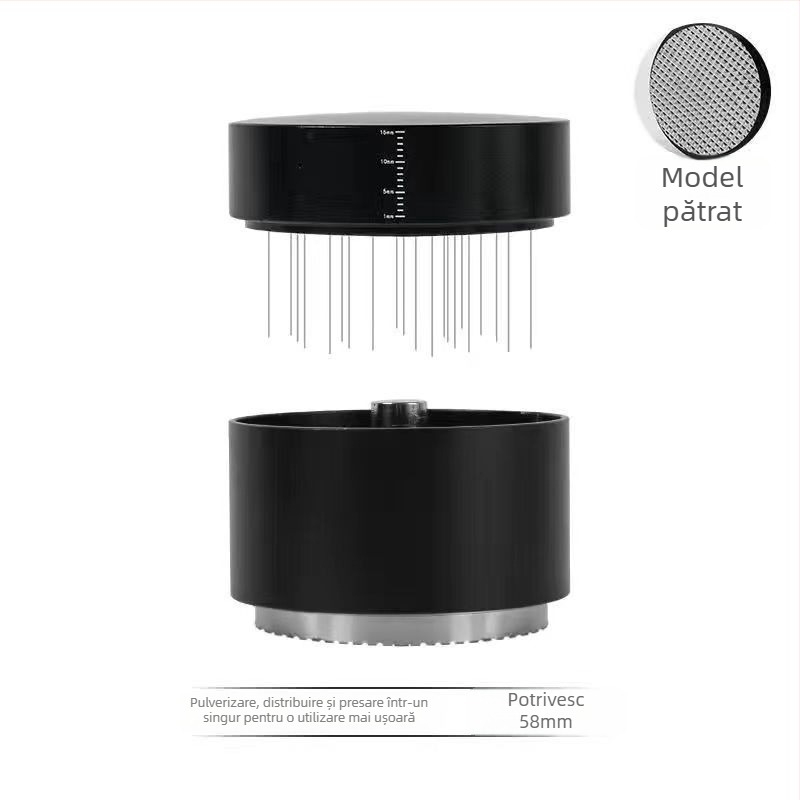 Tamper de cafea Mundens, două în unu cu presiune constantă, aliaj de aluminiu + ac din oțel inoxidabil, personalizabil, stil modern minimalist