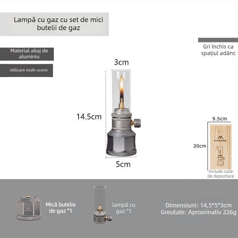 Lanterna de camping cu gaz Yunzi — lampă incandescentă, alimentare reîncărcabilă, iluminat outdoor pentru camping