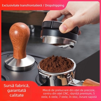 Set de tamper espresso din oțel inoxidabil cu bază plată, design modern minimalist, greutate 538 g, potrivit pentru birou, acasă, bar și cafenea