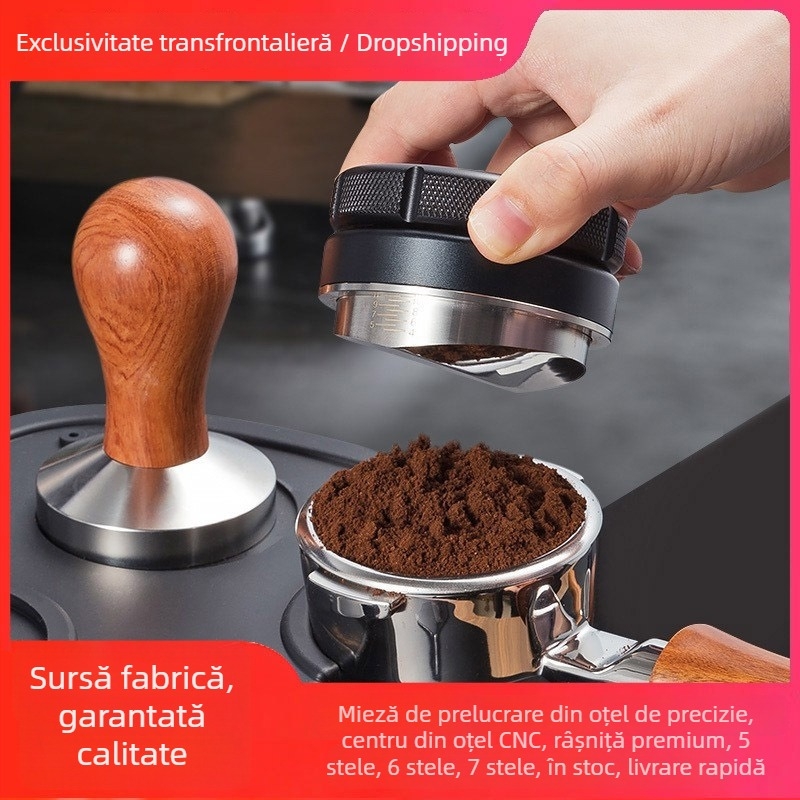 Set de tamper espresso din oțel inoxidabil cu bază plată, design modern minimalist, greutate 538 g, potrivit pentru birou, acasă, bar și cafenea