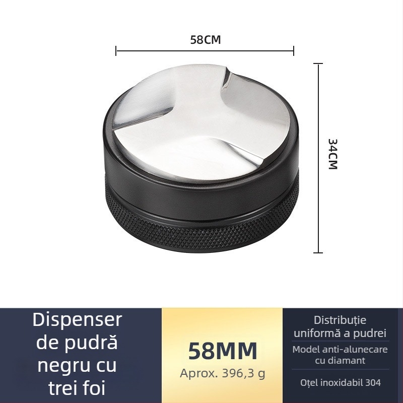 Set de tamper espresso din oțel inoxidabil cu bază plată, design modern minimalist, greutate 538 g, potrivit pentru birou, acasă, bar și cafenea