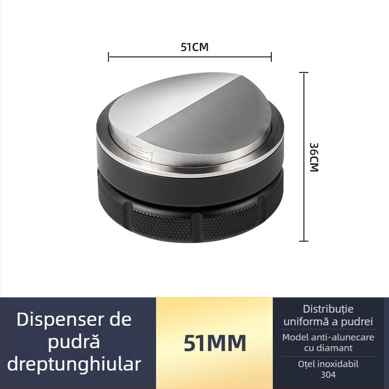 Set de tamper espresso din oțel inoxidabil cu bază plată, design modern minimalist, greutate 538 g, potrivit pentru birou, acasă, bar și cafenea