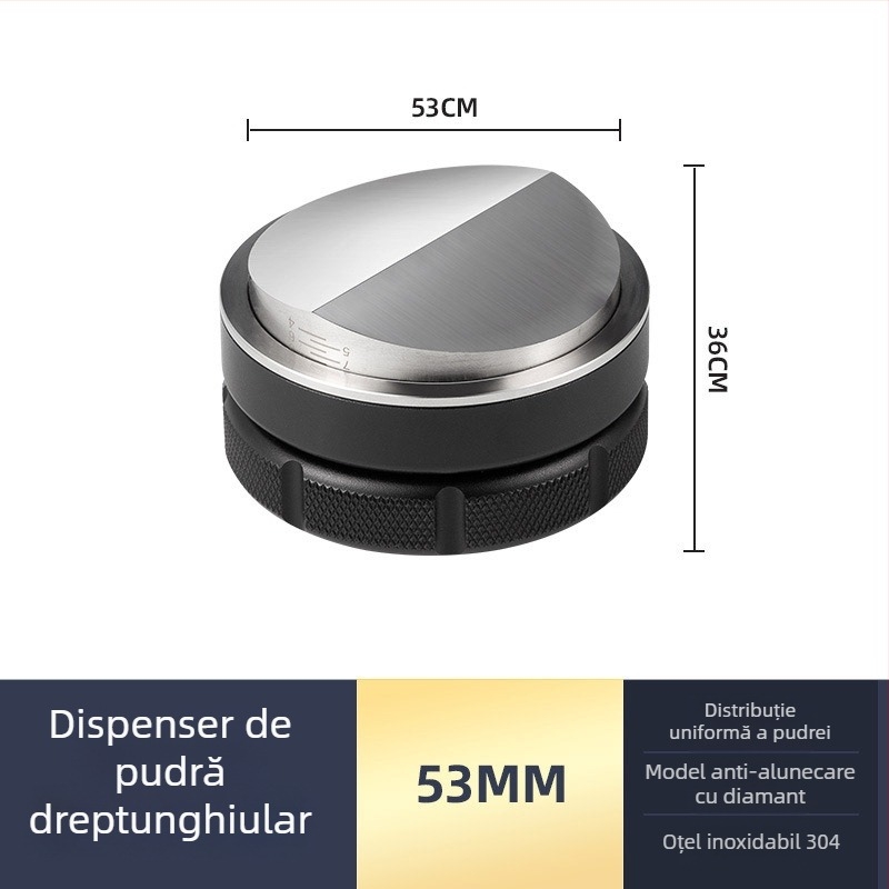 Set de tamper espresso din oțel inoxidabil cu bază plată, design modern minimalist, greutate 538 g, potrivit pentru birou, acasă, bar și cafenea