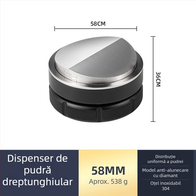 Set de tamper espresso din oțel inoxidabil cu bază plată, design modern minimalist, greutate 538 g, potrivit pentru birou, acasă, bar și cafenea