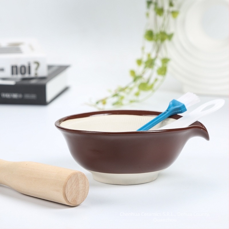 Vas ceramic de măcinare în stil japonez pentru hrana bebelușilor – utilizare manuală, pentru piure de fructe și legume