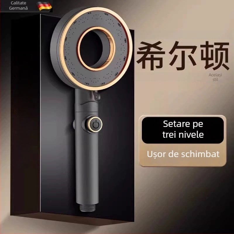 Set cap de duș - portabil ABS, funcție ploaie, cap rotund