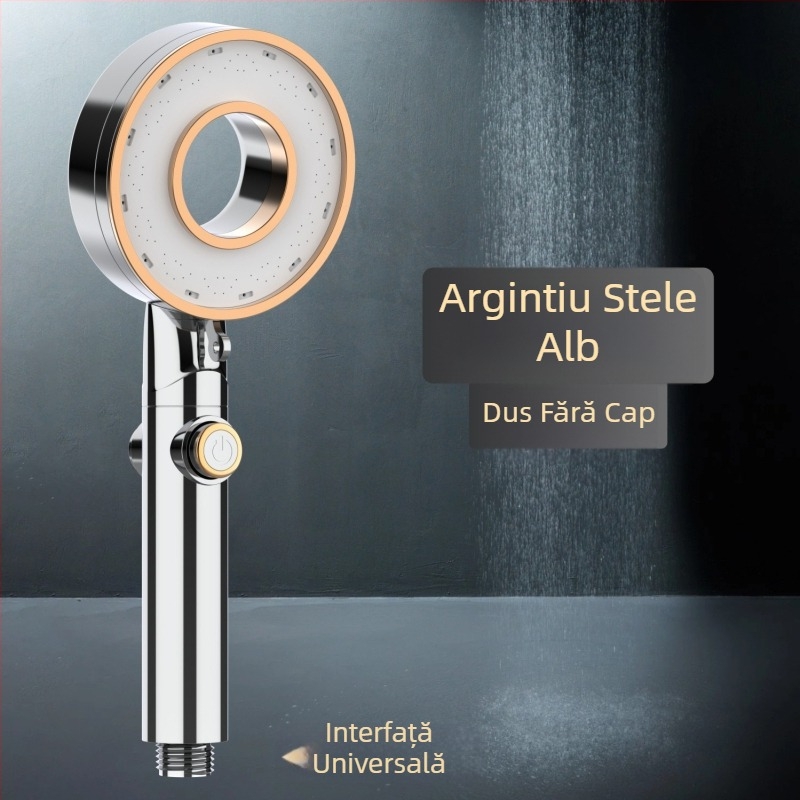 Set cap de duș - portabil ABS, funcție ploaie, cap rotund