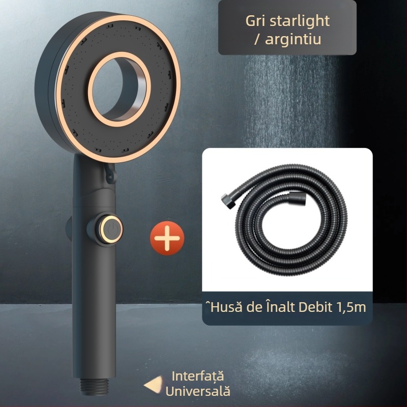 Set cap de duș - portabil ABS, funcție ploaie, cap rotund