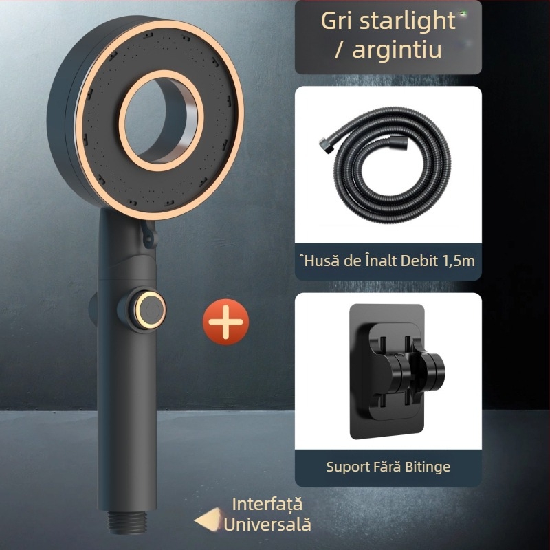 Set cap de duș - portabil ABS, funcție ploaie, cap rotund