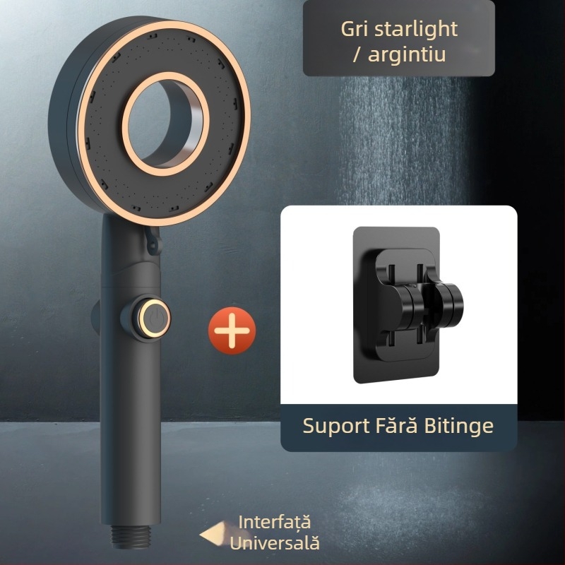 Set cap de duș - portabil ABS, funcție ploaie, cap rotund