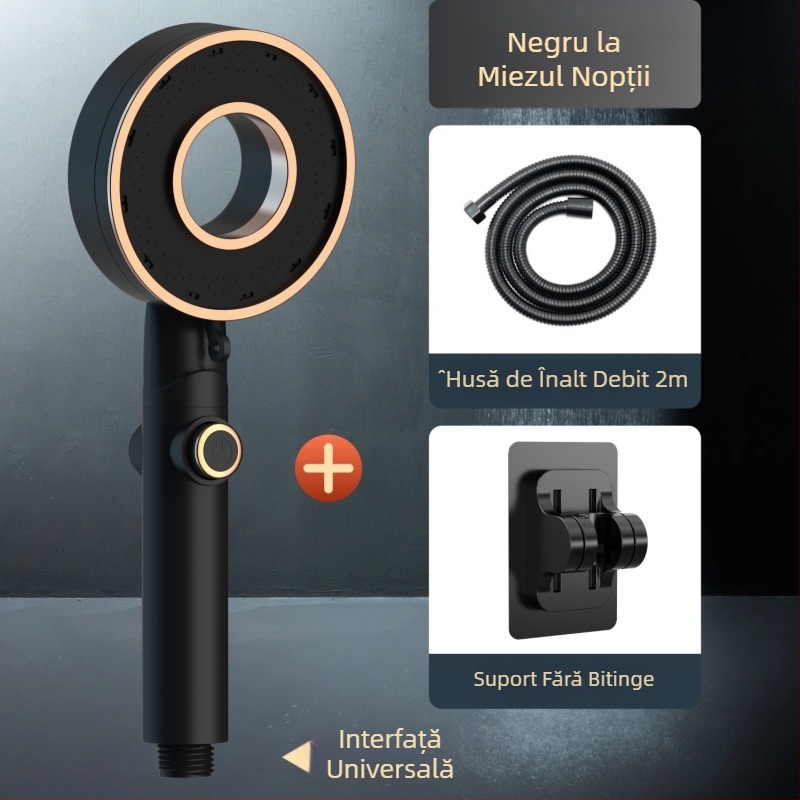 Set cap de duș - portabil ABS, funcție ploaie, cap rotund