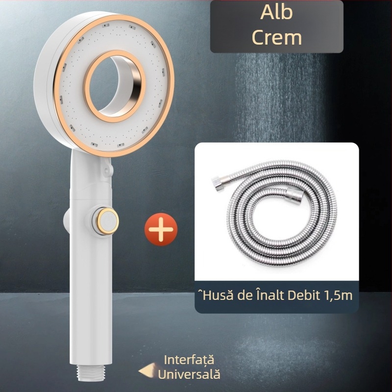 Set cap de duș - portabil ABS, funcție ploaie, cap rotund