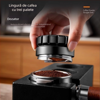 Distribuitor și tamper pentru cafea din oțel inoxidabil, 2-în-1, pentru uz casnic, stil modern minimalist, 0,5 kg, ambalare în tavă