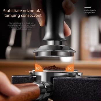 Distribuitor și tamper pentru cafea din oțel inoxidabil, 2-în-1, pentru uz casnic, stil modern minimalist, 0,5 kg, ambalare în tavă
