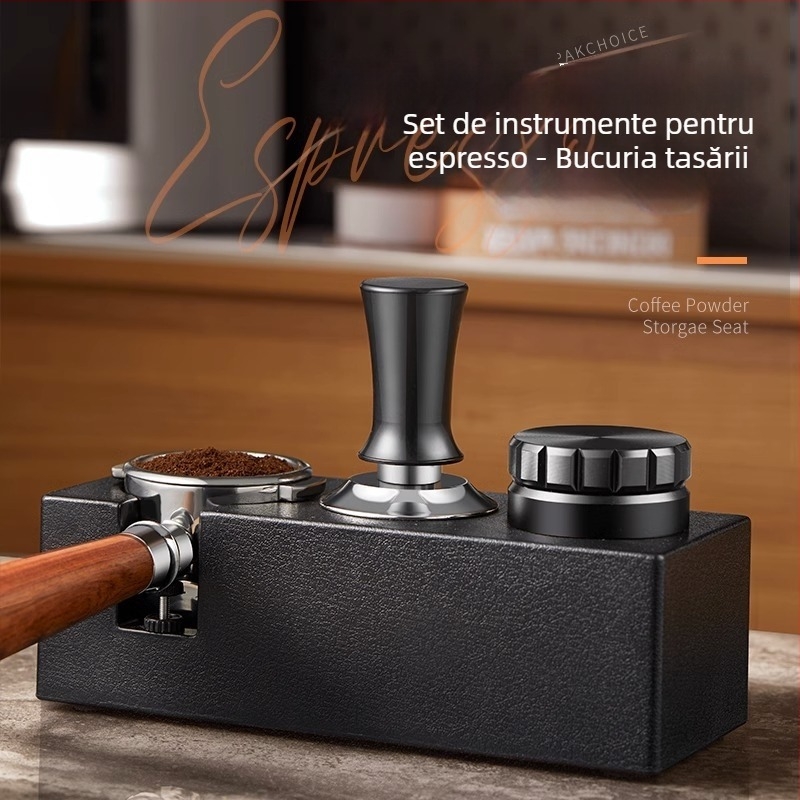 Distribuitor și tamper pentru cafea din oțel inoxidabil, 2-în-1, pentru uz casnic, stil modern minimalist, 0,5 kg, ambalare în tavă