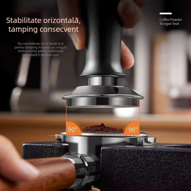 Distribuitor și tamper pentru cafea din oțel inoxidabil, 2-în-1, pentru uz casnic, stil modern minimalist, 0,5 kg, ambalare în tavă