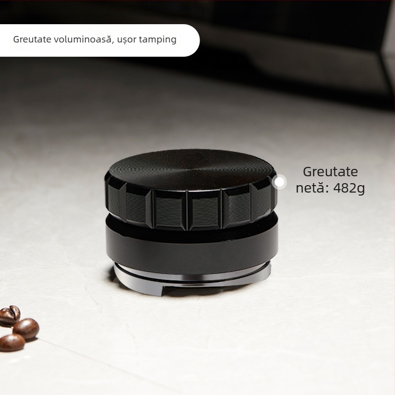 Distribuitor și tamper pentru cafea din oțel inoxidabil, 2-în-1, pentru uz casnic, stil modern minimalist, 0,5 kg, ambalare în tavă