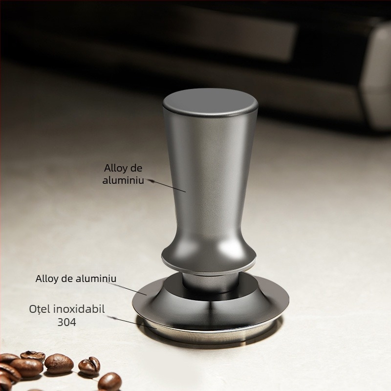 Distribuitor și tamper pentru cafea din oțel inoxidabil, 2-în-1, pentru uz casnic, stil modern minimalist, 0,5 kg, ambalare în tavă